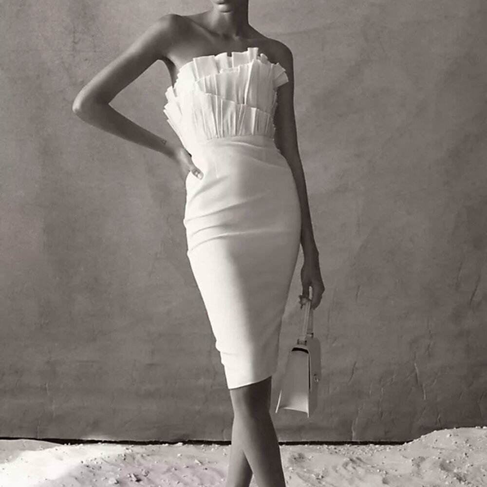 BHLDN Anthropologie Gehry Dress - White Bridal Midi Dress for Bridal Shower